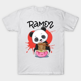 Panda Eat Ramen - Cute Animal Friendly Panda T-Shirt